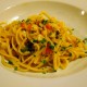 Linguine with codfish, cherry tomatoes and Salina capers, Locanda Manthone, Abruzzo