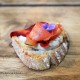 Whipped lardo, pickled carrot, flowers, sourdough toast, James Ramsden's Secret Larder Supper Club