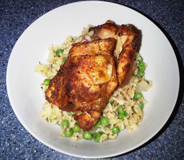 Tandoori style chicken with pilaf rice