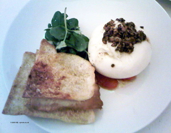 Burrata with blood orange and coriander seeds at Nopi