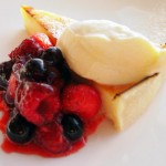 Amalfi lemon mascarpone tart with mixed Cornish summer berries at Fifteen, Cornwall