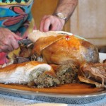 Traditional turkey being carved at Copas
