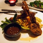 Grilled herb-marinated tender rack of lamb with sweet rice rolls at Patara, Greek Street