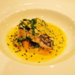 Sea bass with herbs and leek at The Lawn Bistro