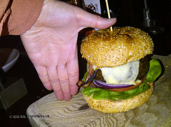 Sizeable burger at Fox and Anchor, Clerkenwell