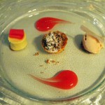 Taste of rhubarb, crumble, ginger custard, ice cream at thirty six by Nigel Mendham, Dukes Hotel