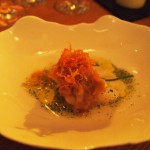 Cod tripe with onion and potatoes, Mauro Colagreco and Nuno Mendes at Viajante