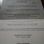 Menu to Qin Xie, signed by Alain Roux, The Waterside Inn, Bray