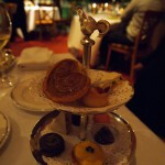 Rooster stand with petit fours, The Waterside Inn, Bray