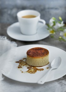 Tonka bean crème brûlée with hazelnut oil and coffee