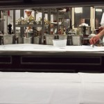 Kitchen through hot pass, 25th Anniversary Celebration Menu at Alain Ducasse's Le Louis XV in Monte Carlo, Monaco