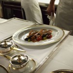 Red mullet with aubergine and peppers, 25th Anniversary Celebration Menu at Alain Ducasse's Le Louis XV in Monte Carlo, Monaco
