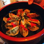Pan-fried leek gyoza dumplings, Luiz Hara, London Foodie Japanese Supperclub with Bordeaux Wine