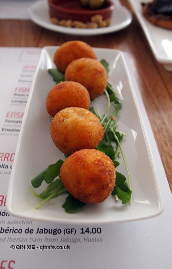 Cheese croquetas at Mallorca Week, Boqueria, Brixton