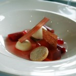 Rhubarb jelly with ice cream, Humphry's, Stoke Park, Buckinghamshire