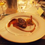 Almond, foie gras and red plum, celery and ginger cream, port jus reduction, Pays d'Oc dinner at Gauthier Soho
