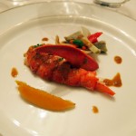 Warm lobster salad, confit lemon, tomatoes and artichokes, coral and grain mustard dressing, Brancott Estate dinner at Gauthier Soho