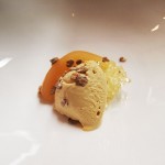 Pear – poached, caramel ice cream, mead jelly, Bubbledogs Kitchen Table, Fitzrovia
