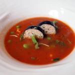 Gazpacho with spring vegetables and tuna rouleau, Carlton Hotel, The Hague