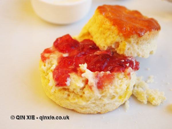 Jam and clotted cream on scone, Christmas Afternoon Tea at Wellington Lounge