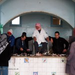 Bidding chair at fish market, Tunisia