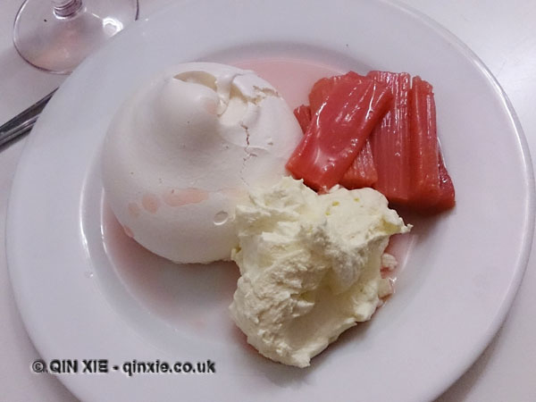 Rhubarb, meringue and cream, Rochelle Canteen, Greater Arnold Circus
