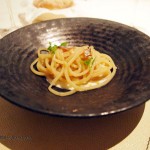 “Bread” spaghetti with anchovy and burrata, Enoteca Pinchiorri, Florence