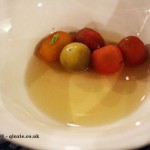 Tomatoes in sauce, aromatic herbs on a capers base - Josean Alija, #7Chefs1Dinner at Hispania, London