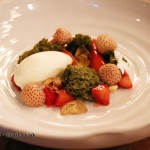 English strawberries & elderflower, matcha tea, white chocolate sorbet, Dessert bar, Pollen Street Social, London