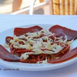 Esgarraet con mojama (marinated red peppers, salted cod and dried tuna), La Pepica, Valencia