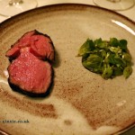 Veal steak, nettle sauce, butter jus, wild garlic flowers, Gastrologik, Stockholm