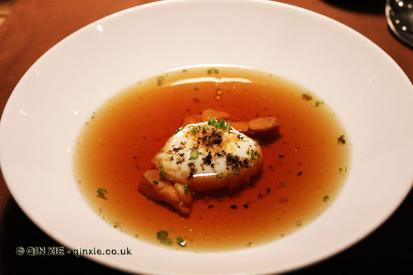 Slow cooked egg in veal consommé, Table No 1 by Jason Atherton, Shanghai