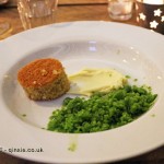 Green granita, chevre ganache, brown butter financier, James Ramsden's Secret Larder Supper Club