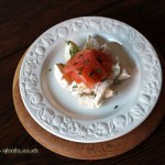 Smoked salmon, new potatoes, soured cream and dill, Christmas 2014, Chez Xie