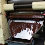 Chocolate paste through the refiner, Diamond Chocolate Factory