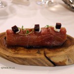 Flame roasted eggplant and caramelised in tuna fat, rillete and tuna belly (Ricard Camarena), #AtxaAndreRicard at Azurmendi, Larrabetzu