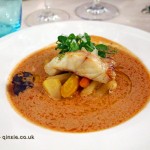 Hot glazed grouper with carrots and coconut, James Beard American Restaurant, Milan