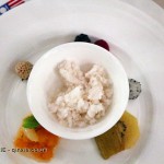 Salad of fruit with sorbetto of coconut water and almond milk, James Beard American Restaurant, Milan