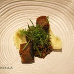 Stewed wheat with farmhouse milk emulsion and ox tail, Azurmendi