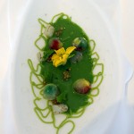Cold soup of cucumber with marbles of vegetable water, Quique Dacosta, Denia